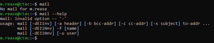Running `mail` on the server
